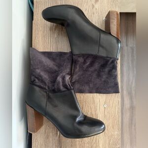 Vince Chase Black Leather And Suede Ankle Boots 8.5